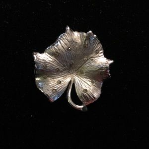 Genuine Vintage Bejeweled Leaf Brooch
